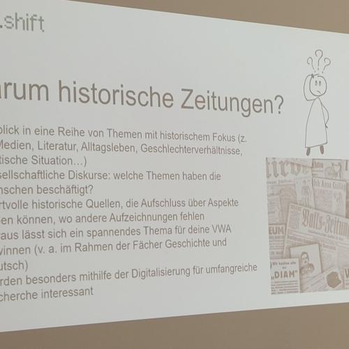 Slide mit Text "Warum historische Zeitzeugen?"