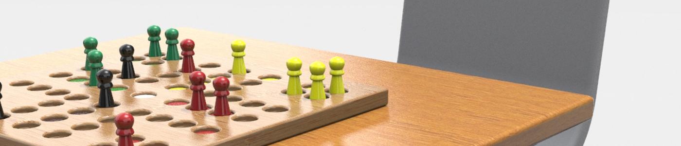 Mensch-ärgere-dich-nicht-Spiel 3d-modelliert